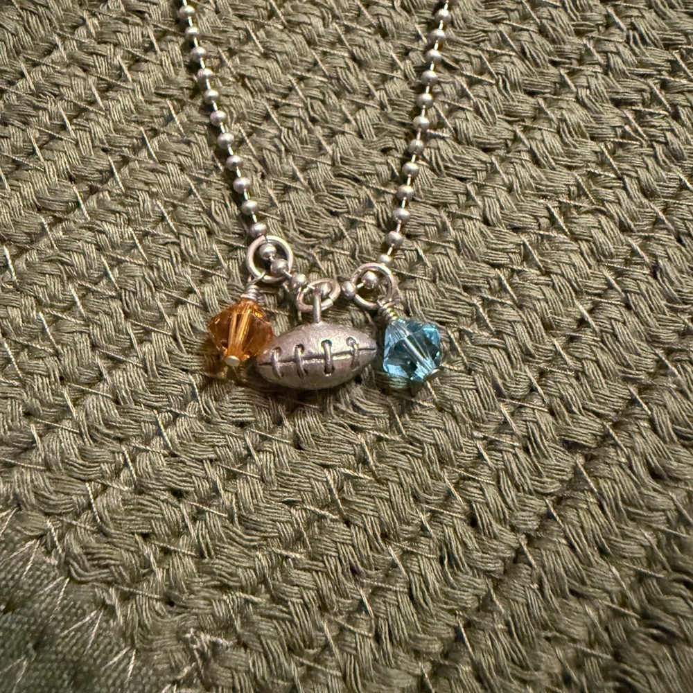 Jewel Kade Football Necklace with Gold and Blue Charms